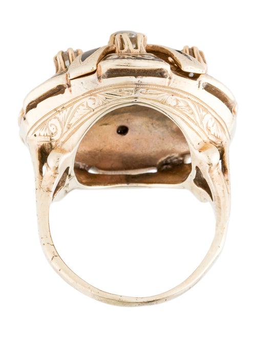 Ring 14K Diamond & Enamel Cocktail Ring