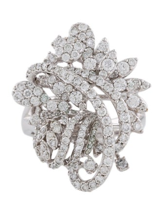 Ring 18K 1.32ctw Diamond Cluster Cocktail Ring