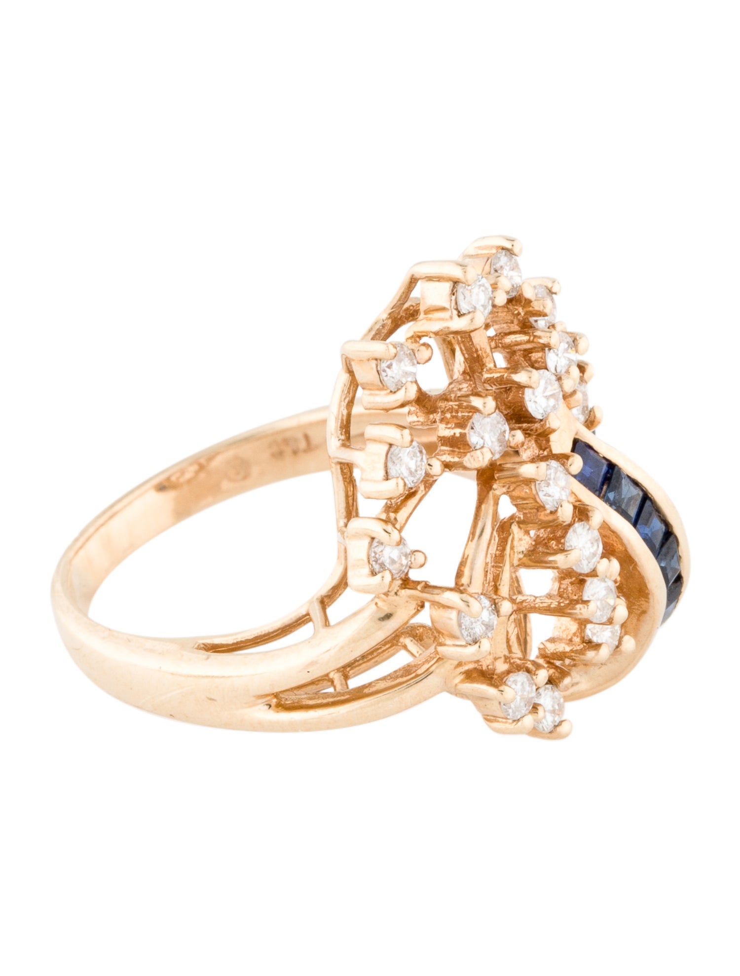 Ring 14K Sapphire & Diamond Cocktail Ring