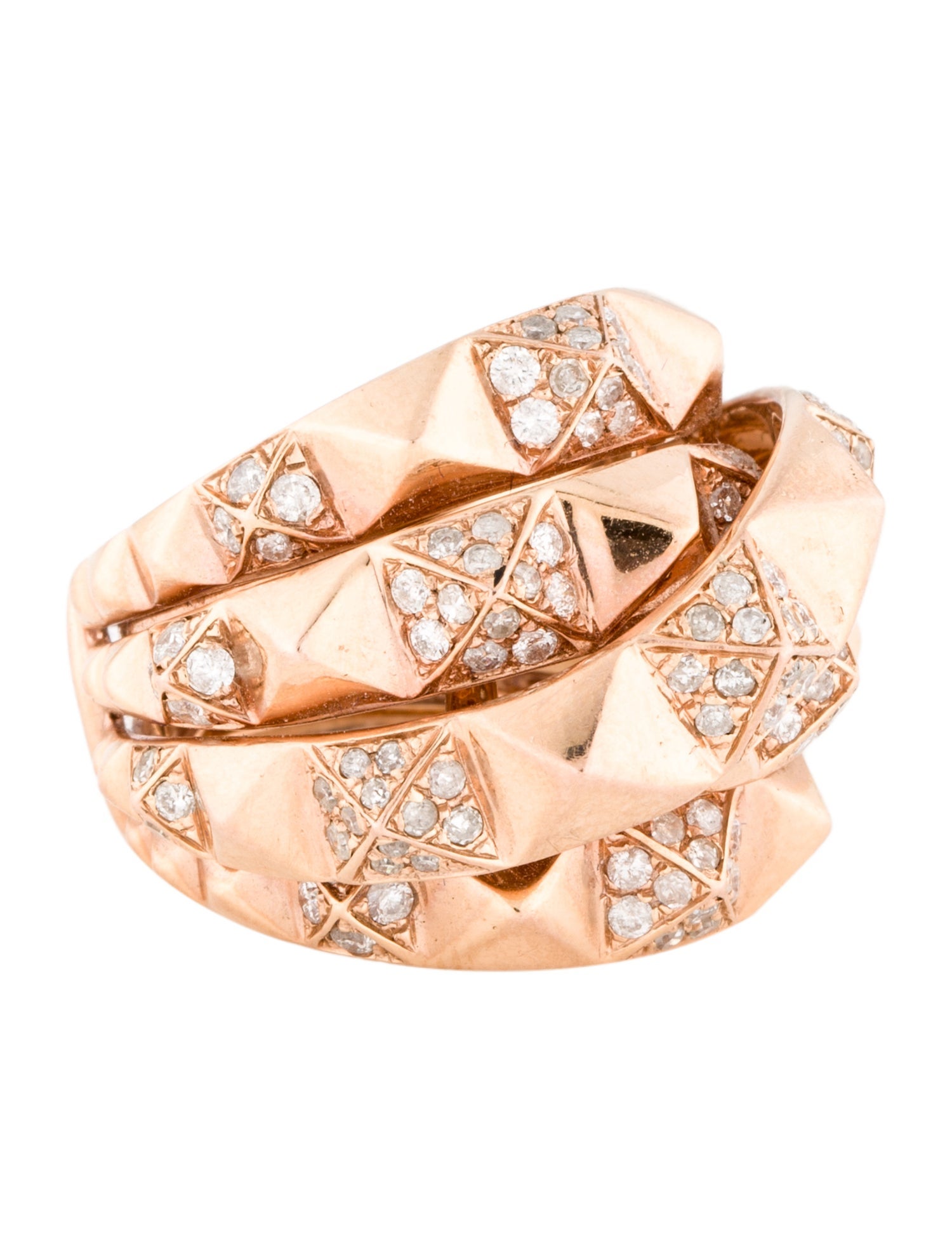 Ring 14K 1.38ctw Diamond Pyramid Crossover Band