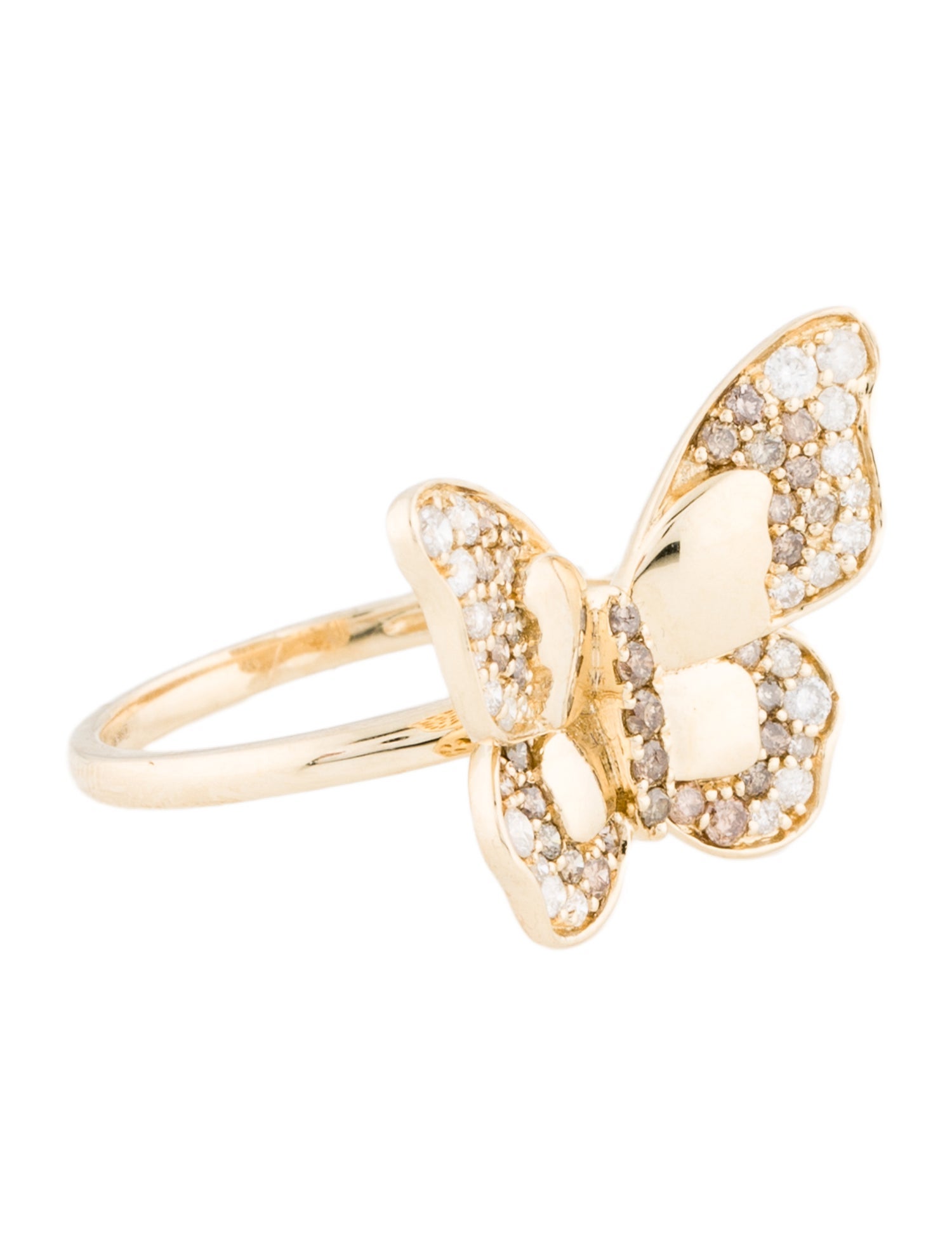 Ring 14K Diamond Pave Butterfly Cocktail Ring