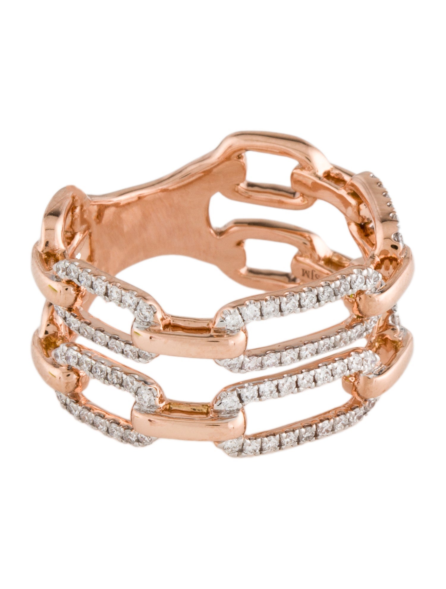 Ring 14K Diamond Two-Row Link Band Ring