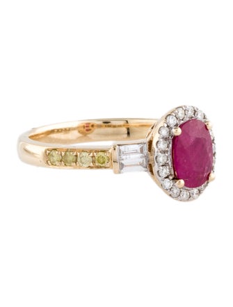 Ring 14K Ruby & Diamond Cocktail Ring