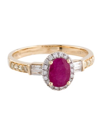 Ring 14K Ruby & Diamond Cocktail Ring