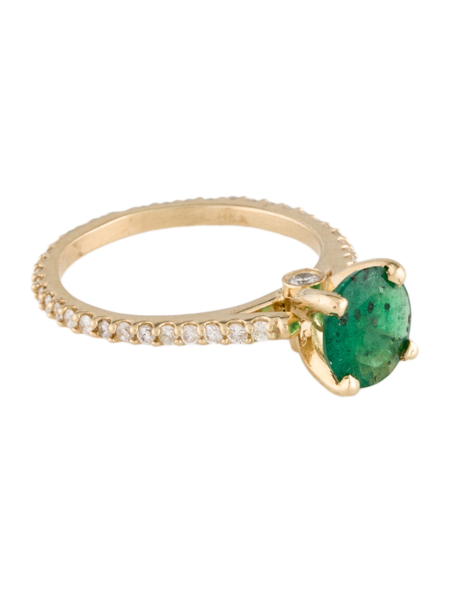 Ring 14K Emerald & Diamond Cocktail Ring