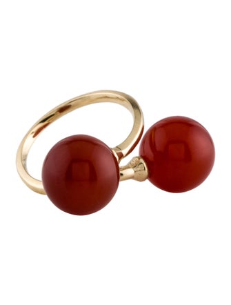 Ring 14K Carnelian Bypass Cocktail Ring