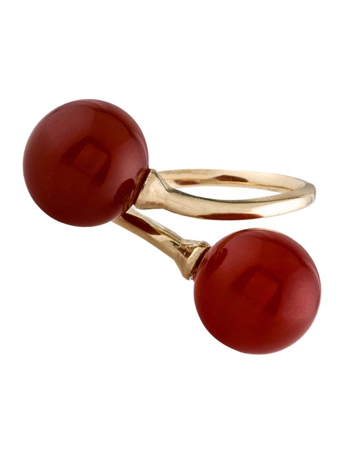 Ring 14K Carnelian Bypass Cocktail Ring