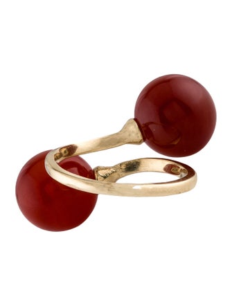 Ring 14K Carnelian Bypass Cocktail Ring