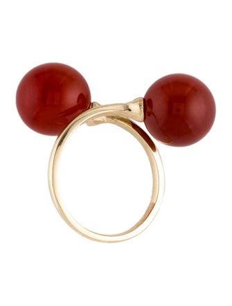 Ring 14K Carnelian Bypass Cocktail Ring