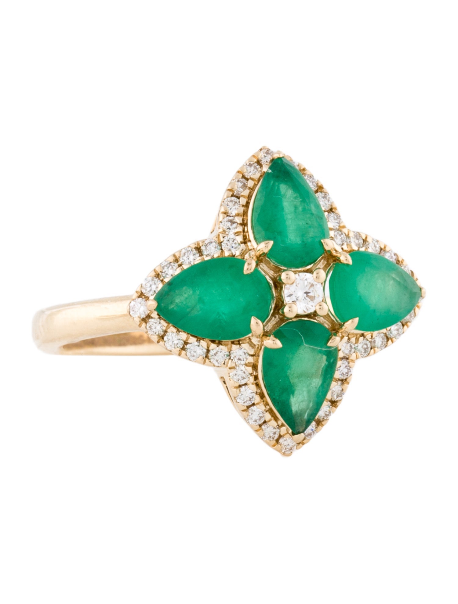 Ring 14K Emerald & Diamond Cocktail Ring