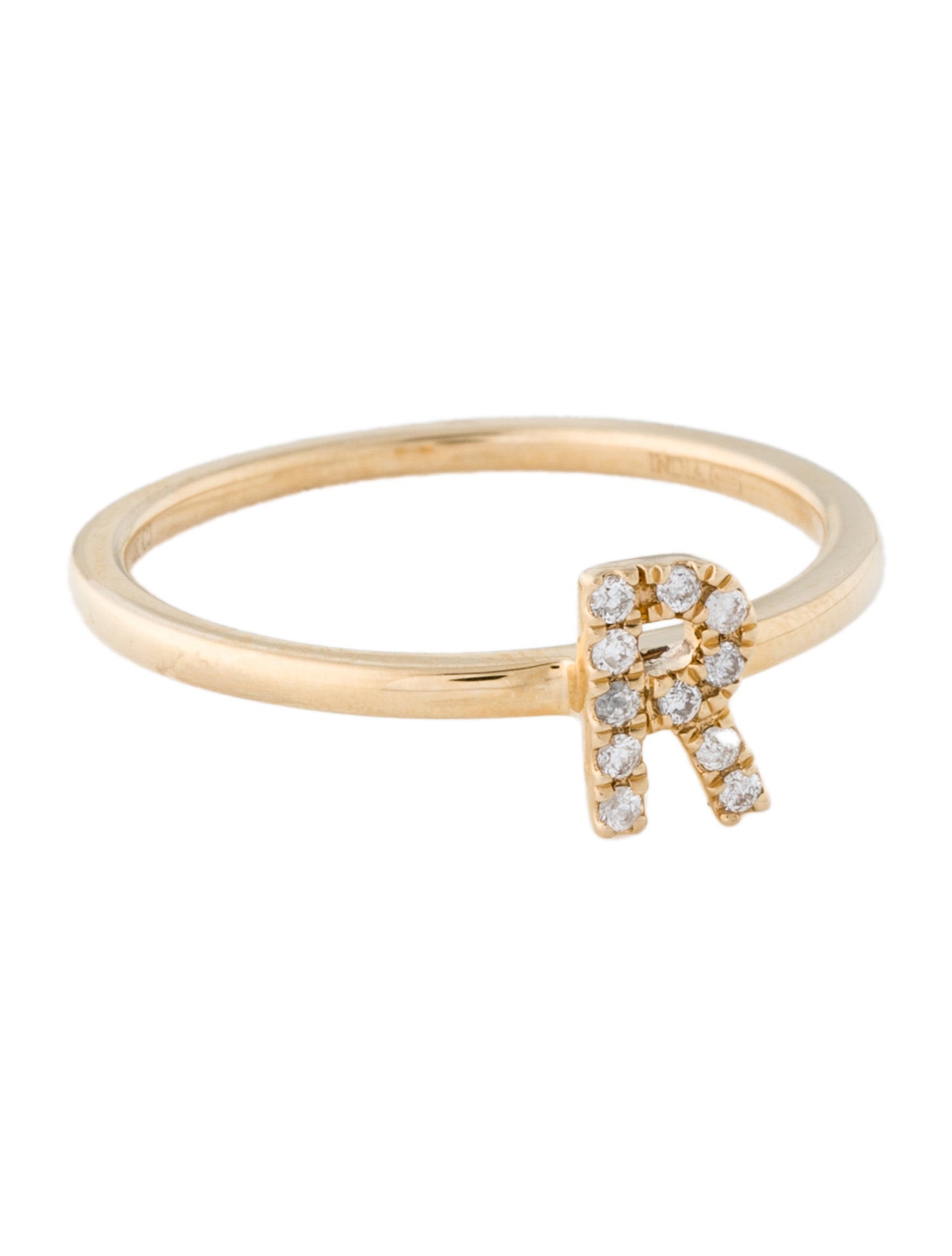 Ring 14K Diamond Letter 'R' Cocktail
