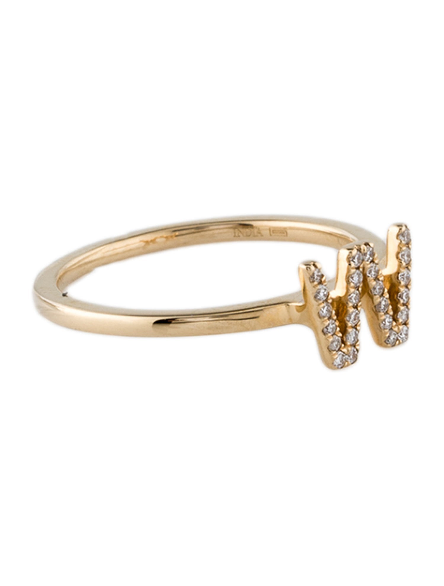 Ring 14K Diamond Letter 'W' Cocktail