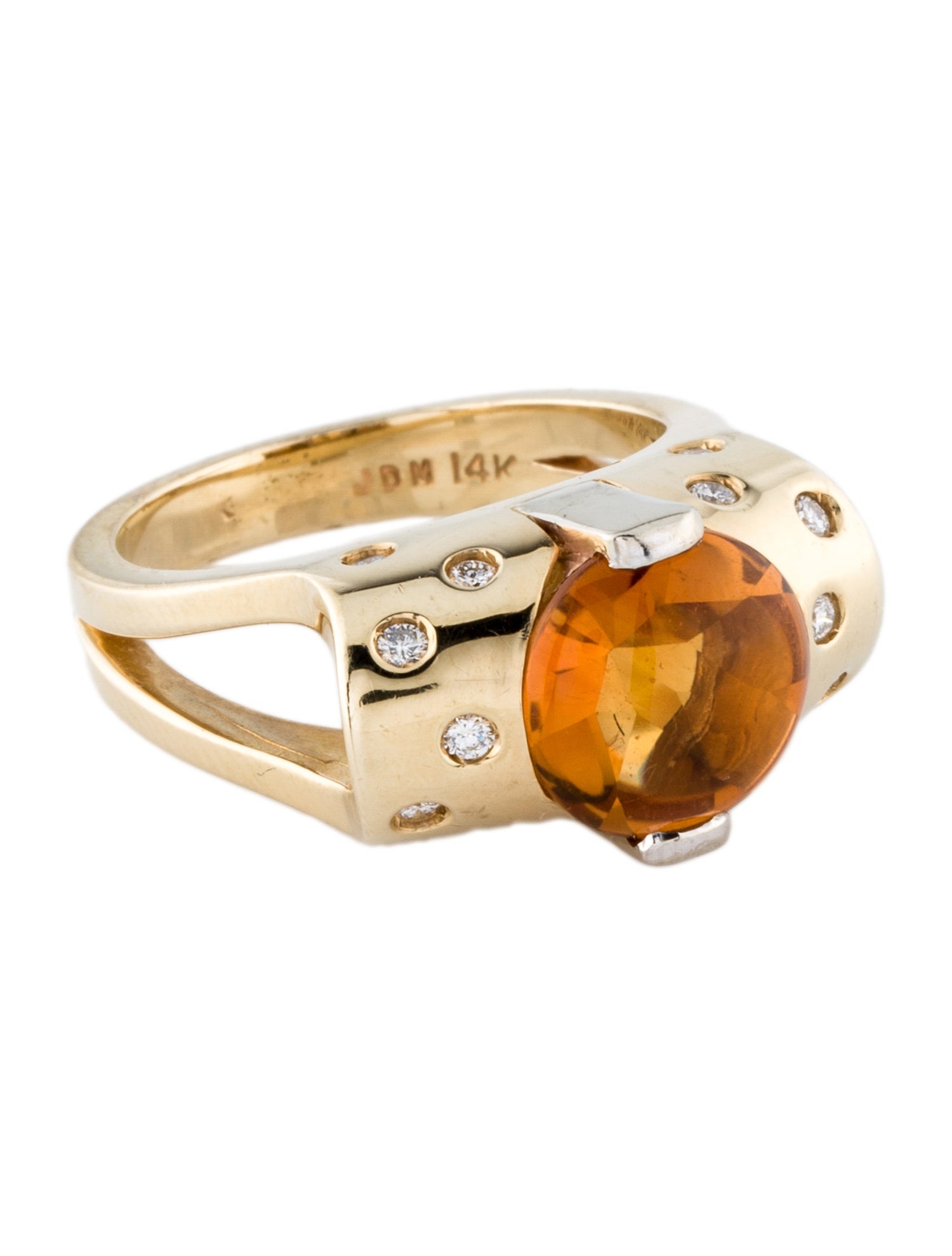 Ring 14K Citrine & Diamond Cocktail Ring