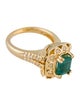 Ring 14K Emerald & Diamond Cocktail Ring