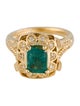Ring 14K Emerald & Diamond Cocktail Ring