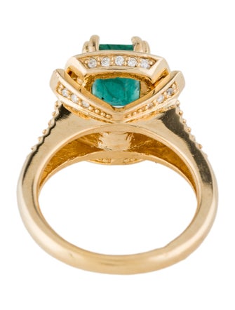 Ring 14K Emerald & Diamond Cocktail Ring