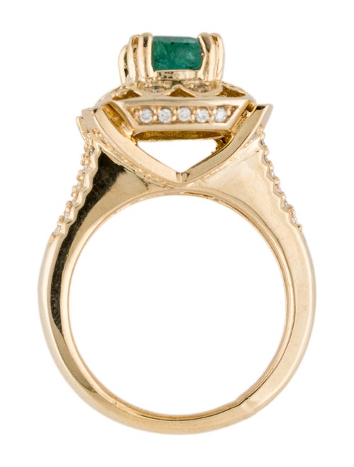 Ring 14K Emerald & Diamond Cocktail Ring
