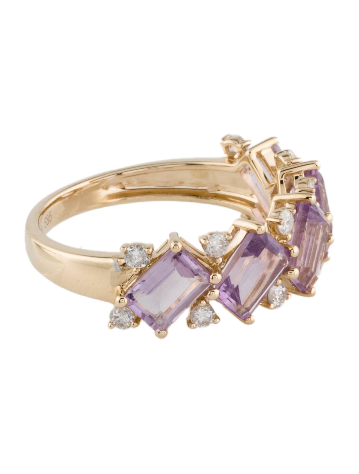 Ring 14K 2.45ctw Amethyst & Diamond Band Ring