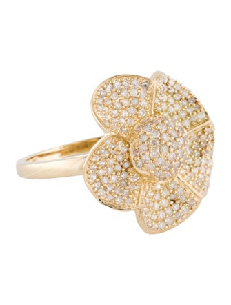 Ring 14K 1.16ctw Diamond Flower Cocktail Ring