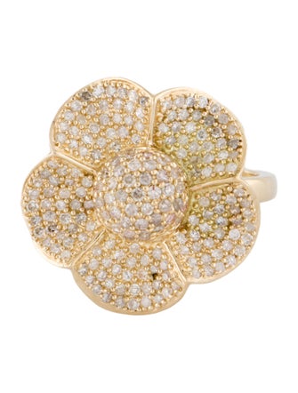 Ring 14K 1.16ctw Diamond Flower Cocktail Ring