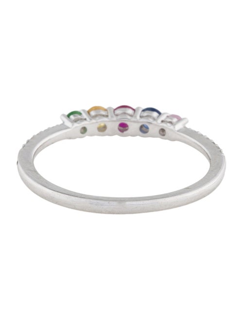 Ring 14K Sapphire, Tsavorite Garnet, Ruby & Diamond Rainbow Band