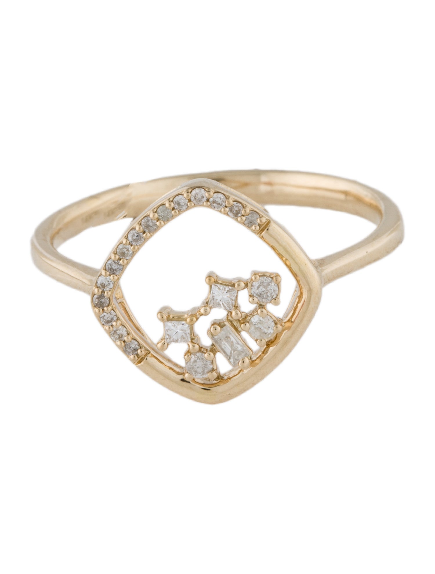 Ring 14K Diamond Open Square Cocktail Ring