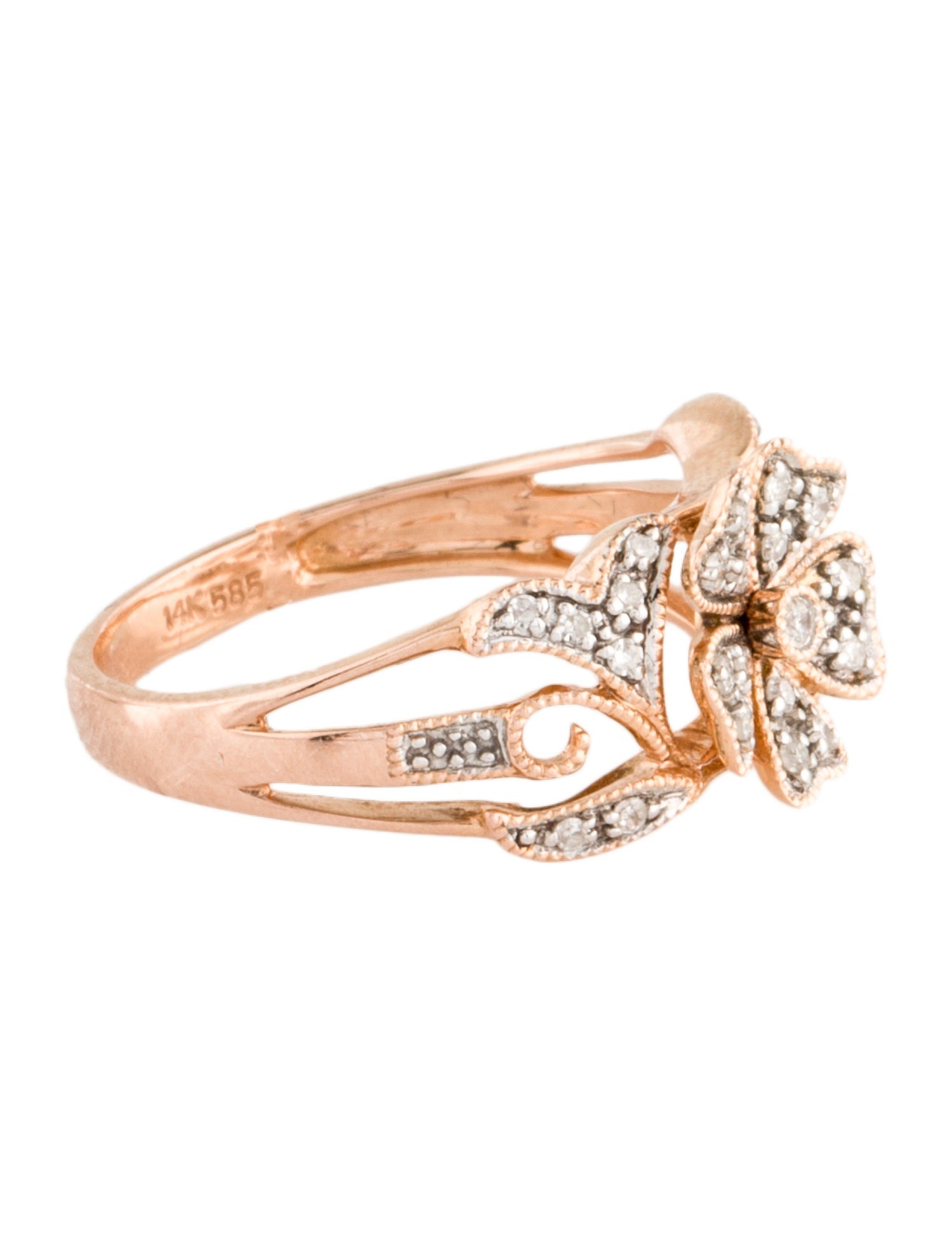 Ring 14K Diamond Floral Cocktail Ring