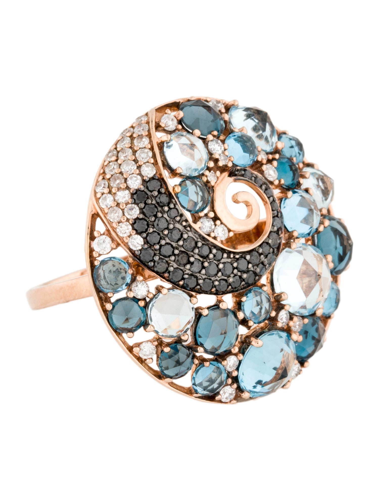 Ring 14K Topaz & Diamond Cocktail Ring