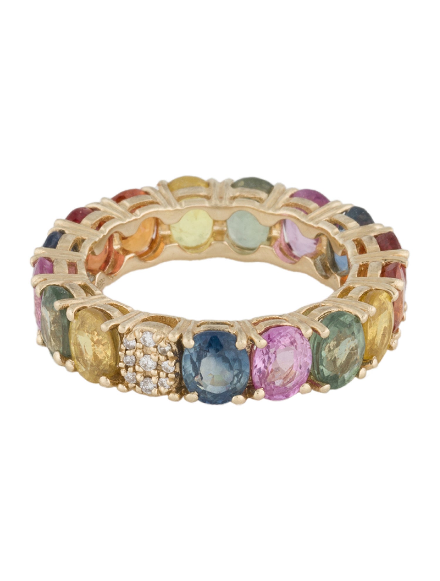 Ring 14K 7.18ctw Multicolor Sapphire & Diamond Eternity Band