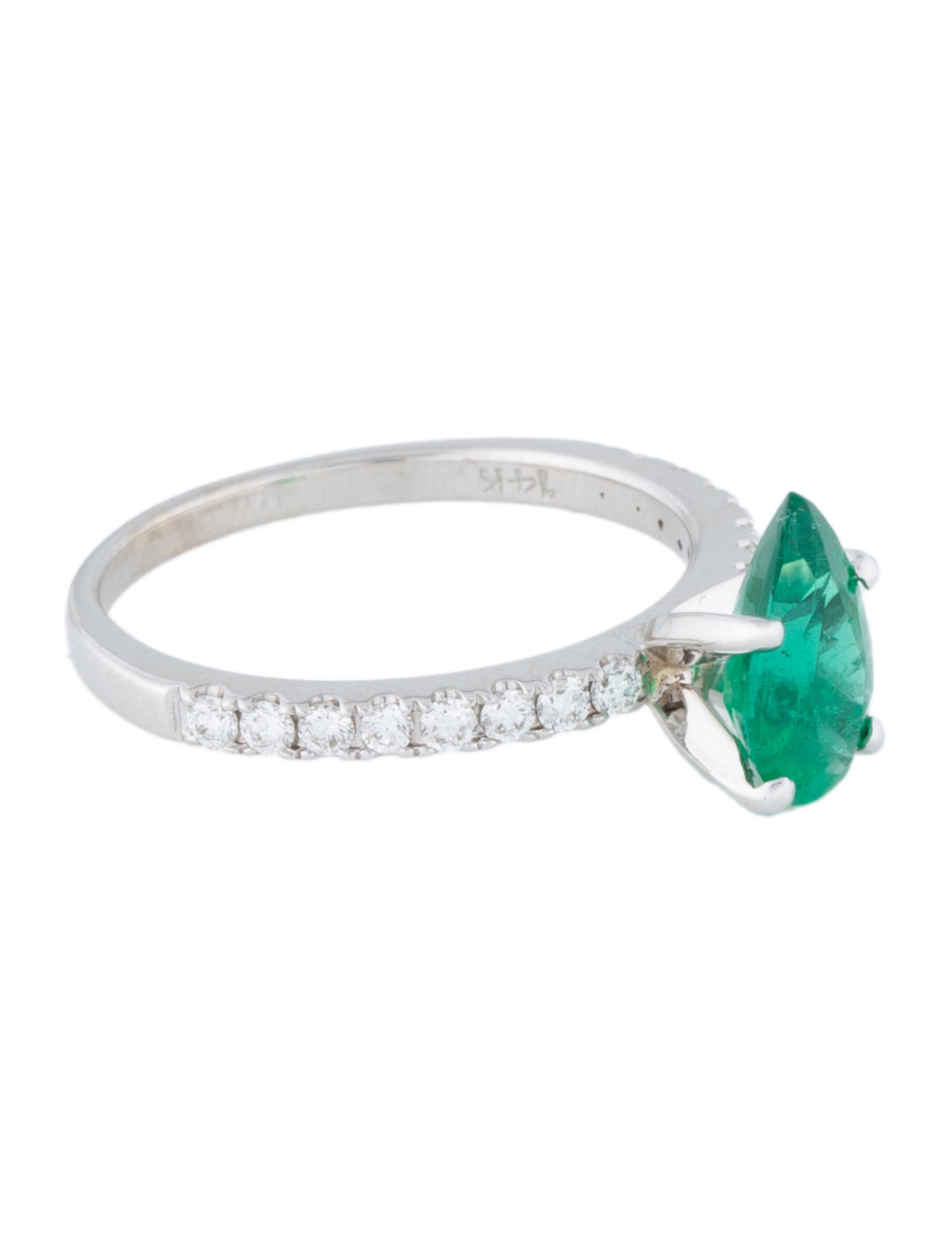 Ring 14K Emerald & Diamond Cocktail Ring