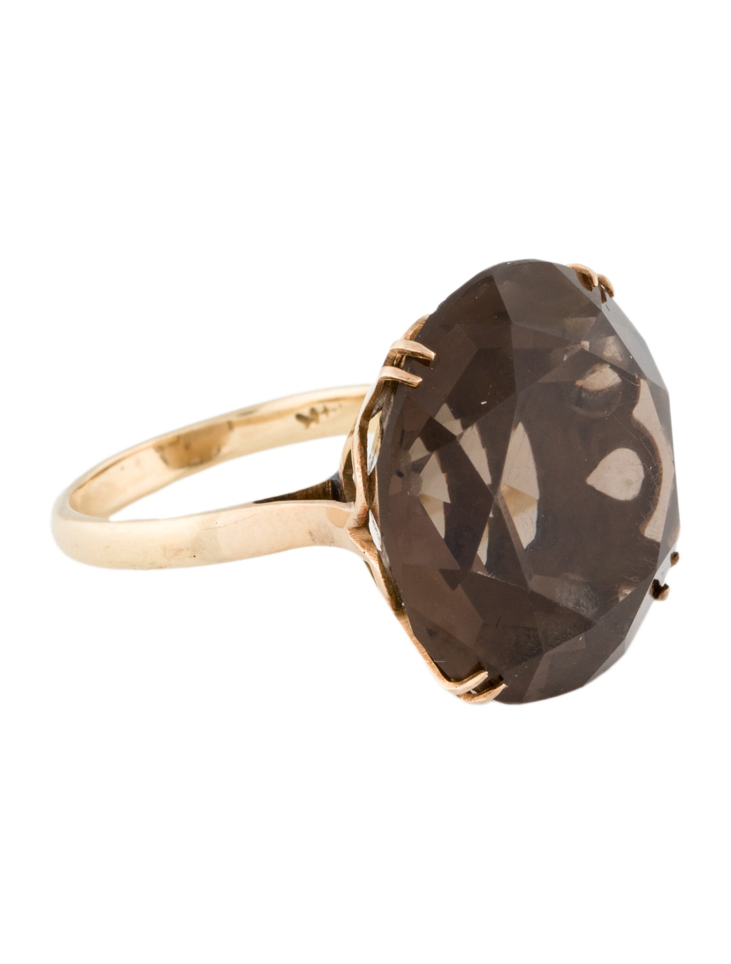 Ring 14K 21.02ct Smoky Quartz Cocktail Ring