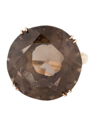 Ring 14K 21.02ct Smoky Quartz Cocktail Ring