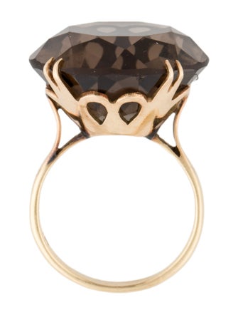 Ring 14K 21.02ct Smoky Quartz Cocktail Ring