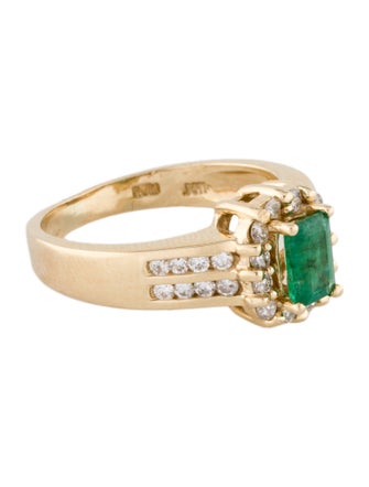 Ring 14K Emerald & Diamond Cocktail Ring