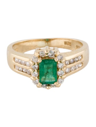 Ring 14K Emerald & Diamond Cocktail Ring
