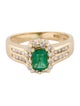 Ring 14K Emerald & Diamond Cocktail Ring