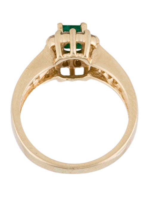 Ring 14K Emerald & Diamond Cocktail Ring
