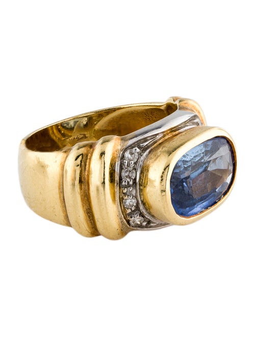 Ring 18K 3.22ct Sapphire & Diamond Cocktail Ring