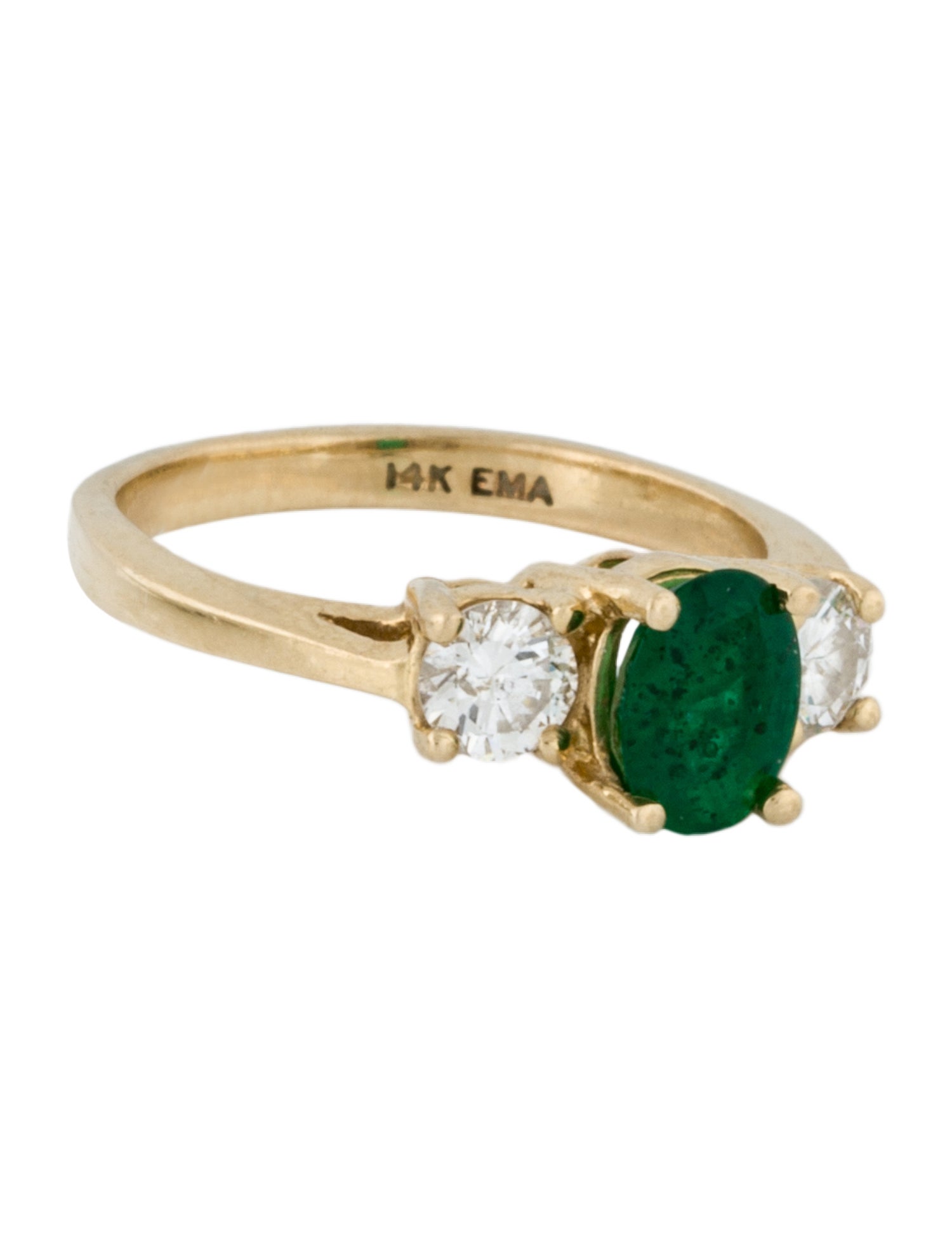 Ring 14K Emerald & Diamond Cocktail Ring