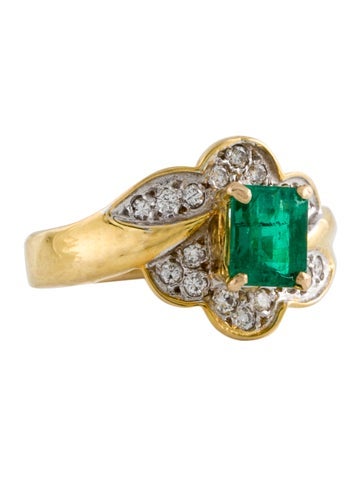 Ring Cocktail 14K Emerald & Diamond 5