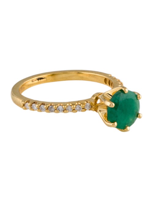 Ring 14K Emerald & Diamond Cocktail RIng