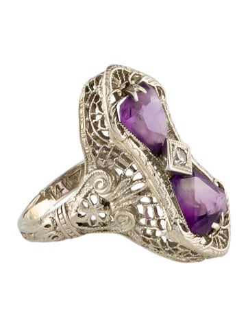 Ring Cocktail 14K Amethyst & Diamond 4
