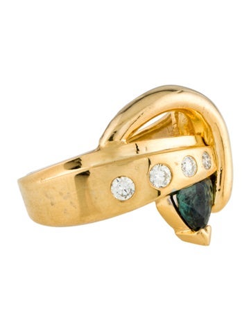 Ring Cocktail 14K Sapphire & Diamond RIng 6