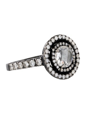 Ring Cocktail 14K Diamond Double Halo 6.25