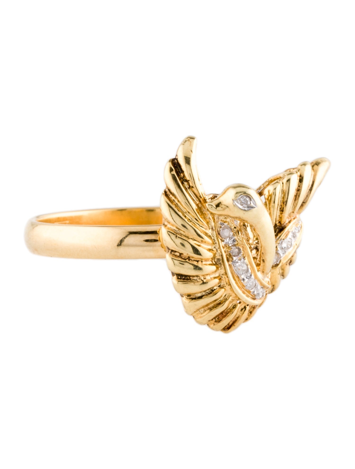 Ring 14K Diamond Swan Cocktail Ring