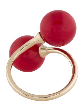 Ring 14K Dyed Coral Bypass Cocktail Ring