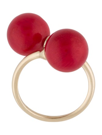 Ring 14K Dyed Coral Bypass Cocktail Ring