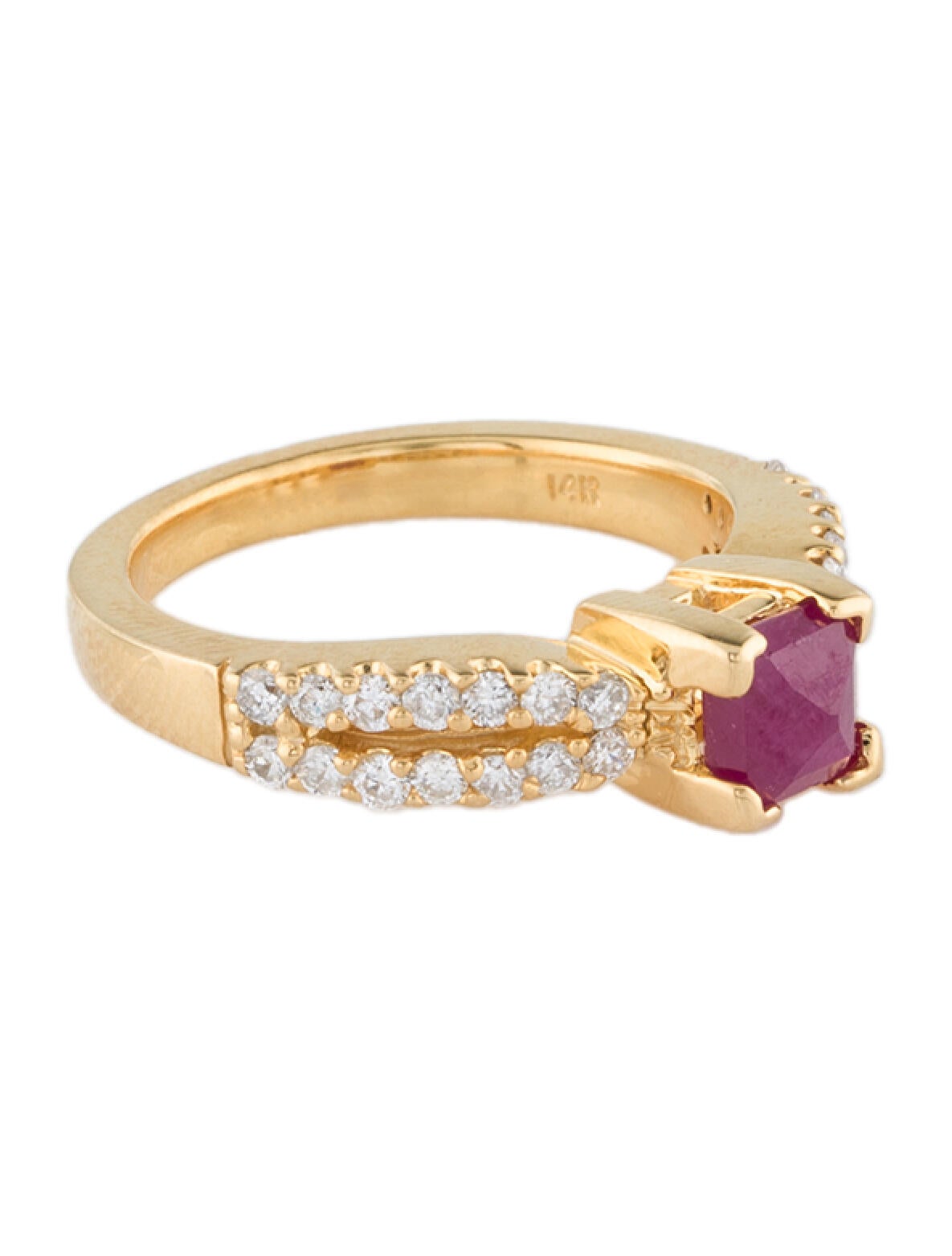 Ring 14K Ruby & Diamond Cocktail Ring