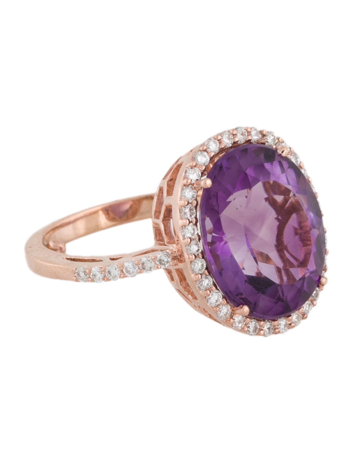 Ring 14K 6.35ct Amethyst & Diamond Ring