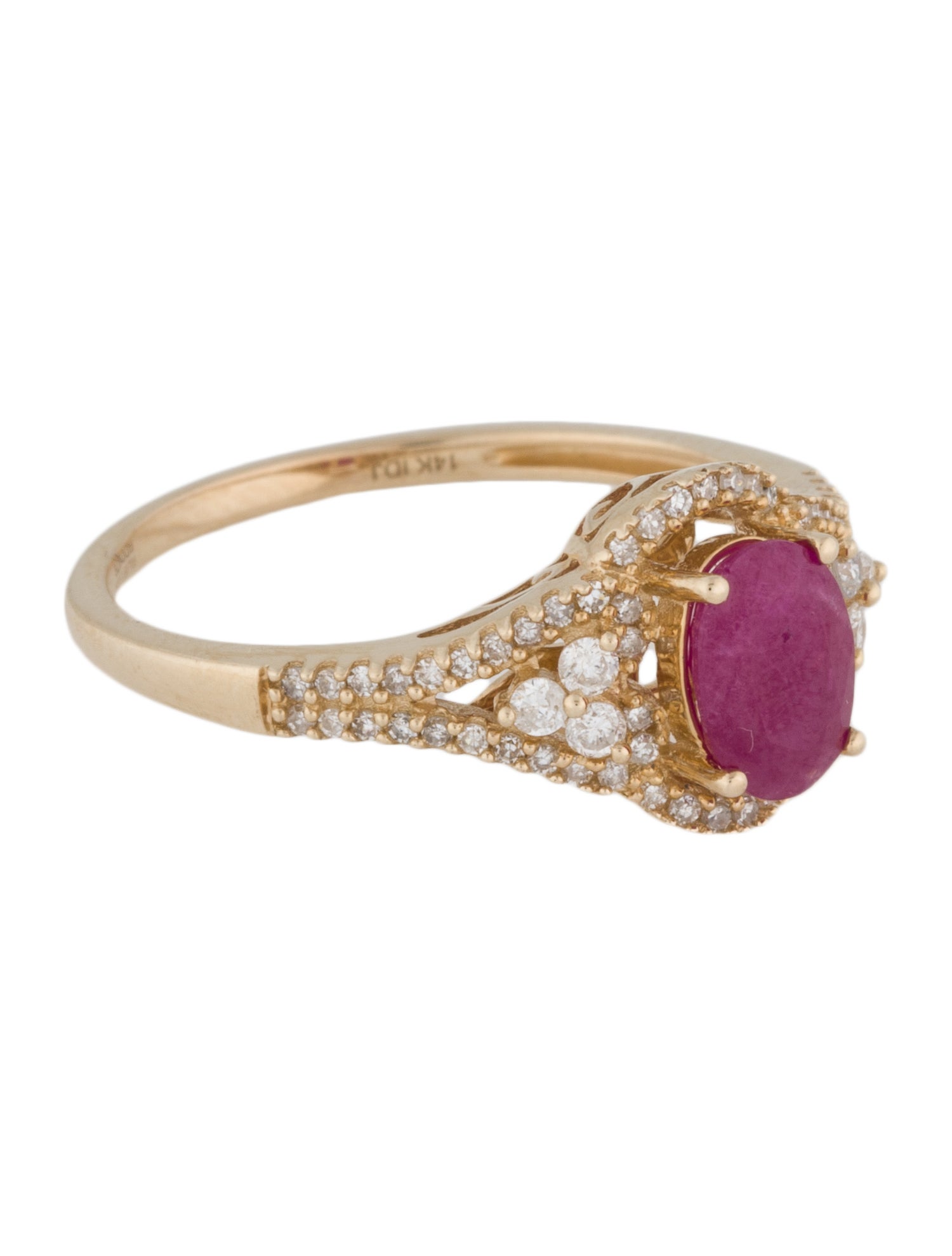 Ring 14K 1.03ct Ruby & Diamond Cocktail Ring